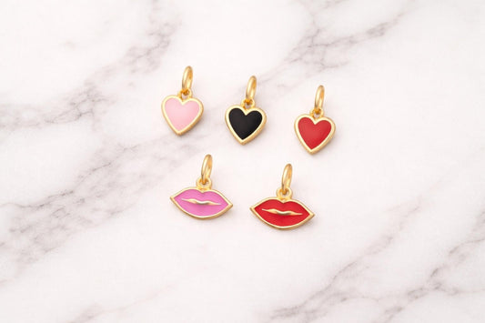 "Enamel Heart" Pendant Necklace - 14k Solid Yellow Gold