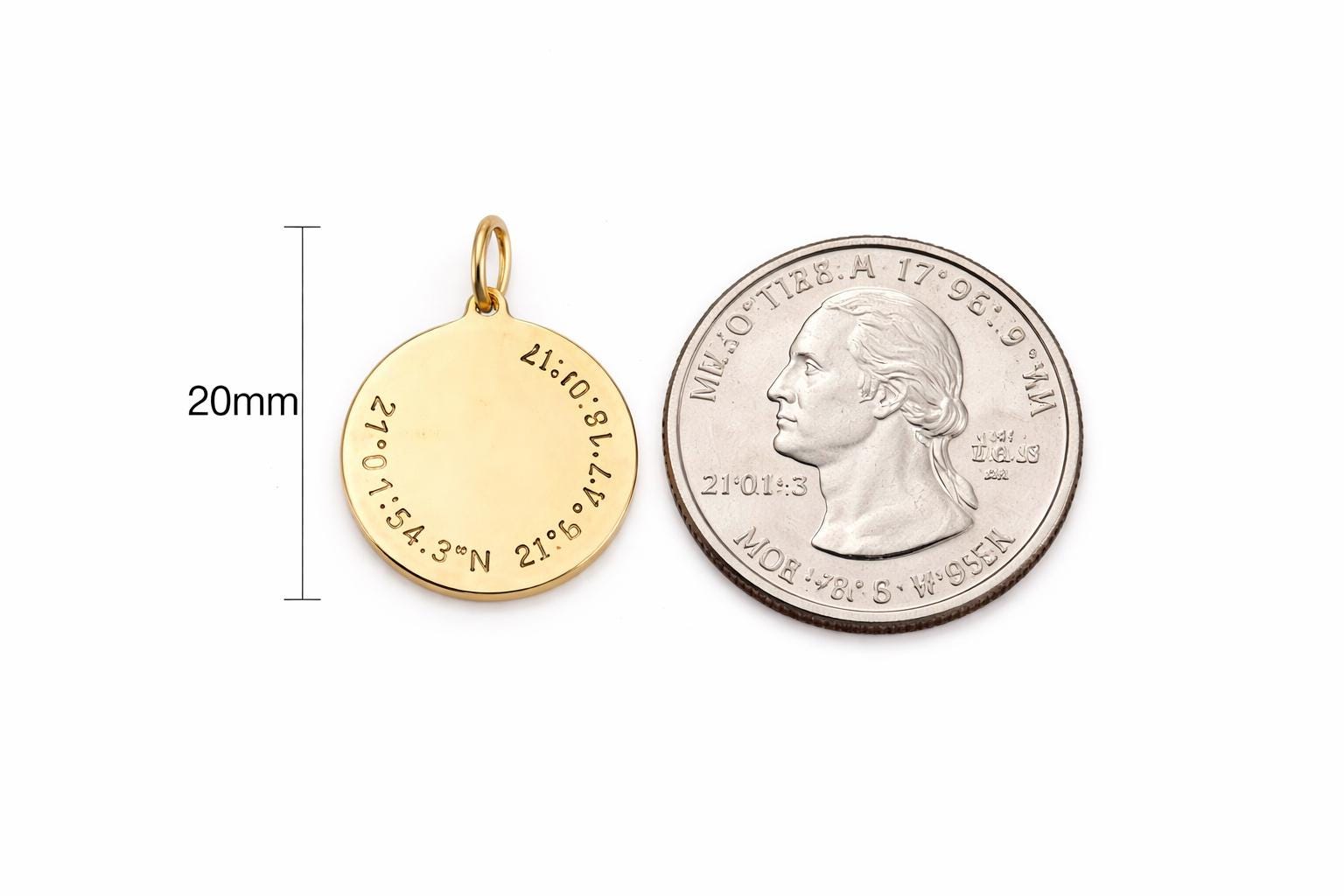"Coordinated Medal" Pendant Necklace - 14k Solid Gold