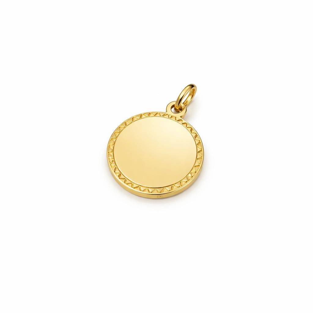 "Lined Medallion" Pendant - 14k Solid Yellow Gold