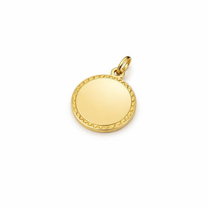 "Lined Medallion" Pendant - 14k Solid Yellow Gold