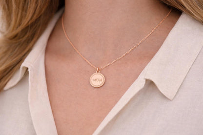 "Lined Medallion" Pendant - 14k Solid Yellow Gold