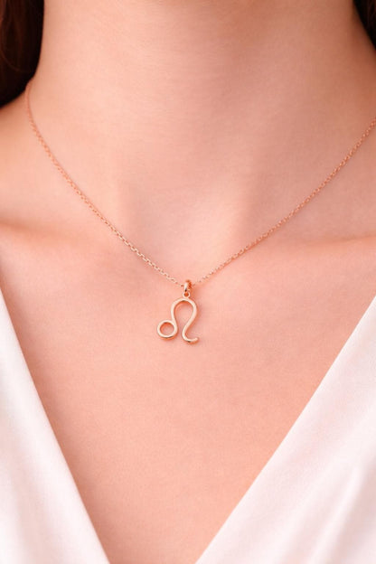 "Leo Zodiac" Pendant Necklace - 14k Solid Yellow Gold