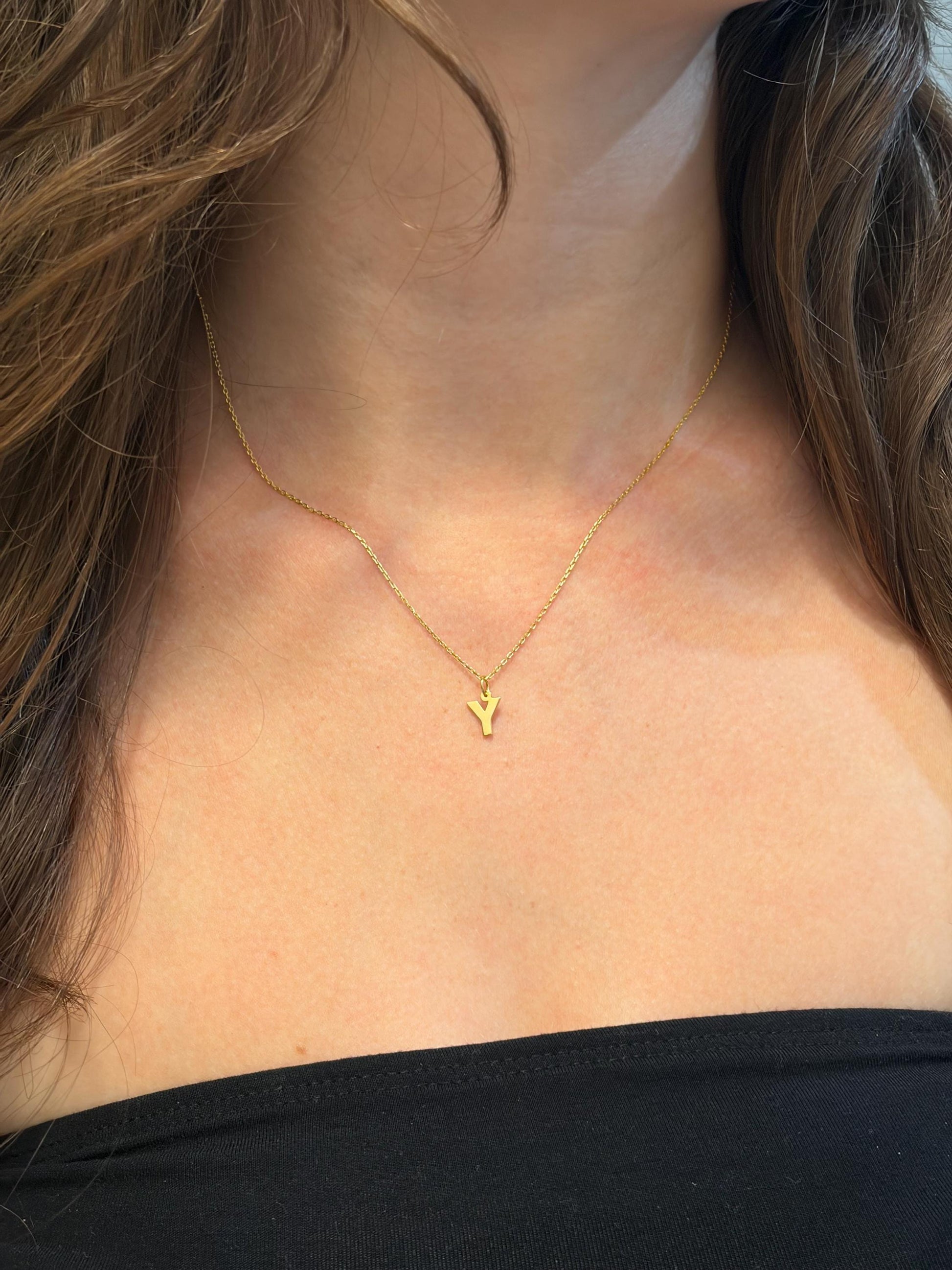 "Block Initial" Pendant - 14k Solid Yellow Gold