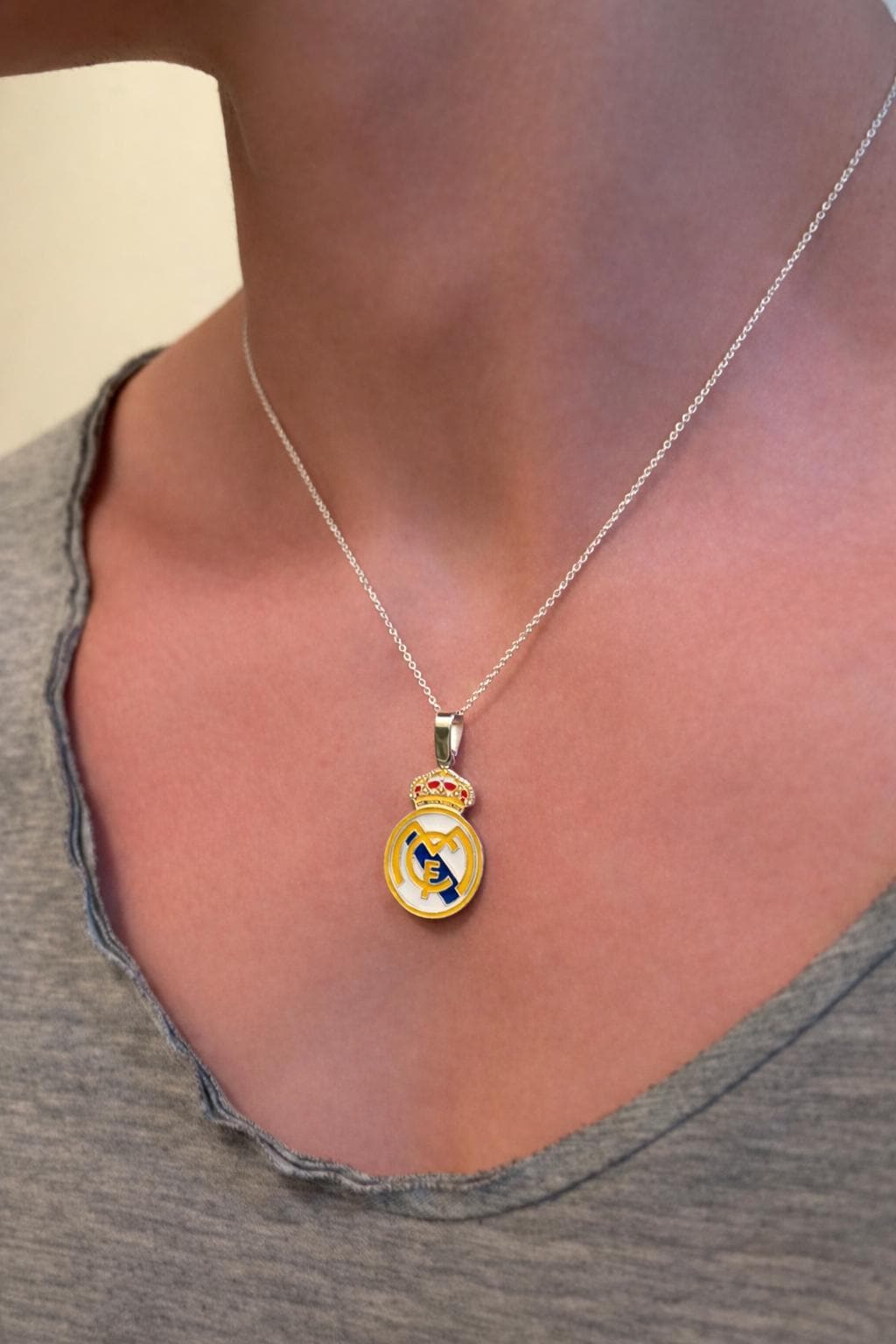 "Real Madrid Enamel Shield" Pendant - 925 Sterling Silver