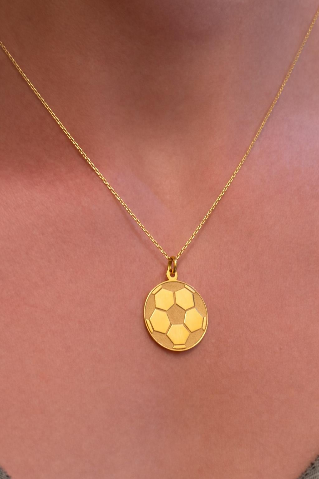 "Soccer Ball" Pendant Necklace - 14k Solid Gold