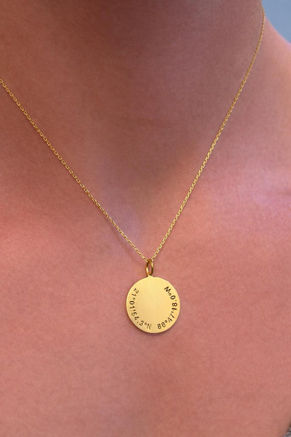 "Coordinated Medal" Pendant Necklace - 14k Solid Gold
