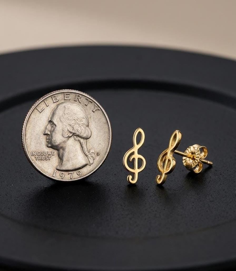 "Musical Note" Earrings - 14k Solid Gold