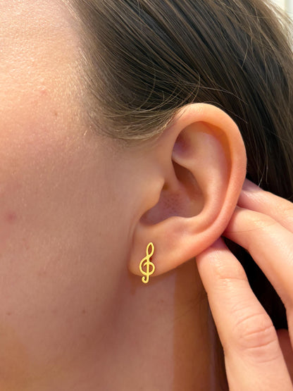 "Musical Note" Earrings - 14k Solid Gold