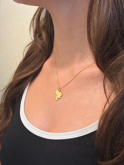 "Venezuela Map" Pendant Necklace - 14k Solid Gold