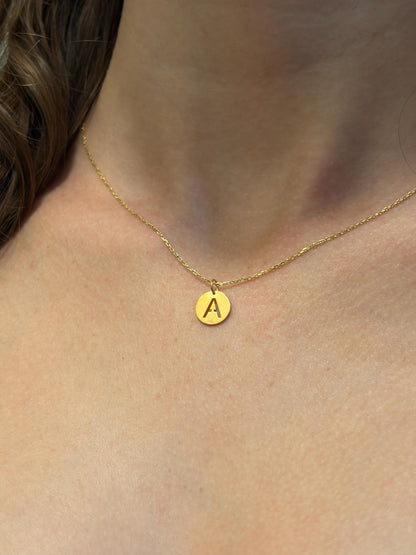 "Open Circle" Initial Necklace - 14k Solid Gold