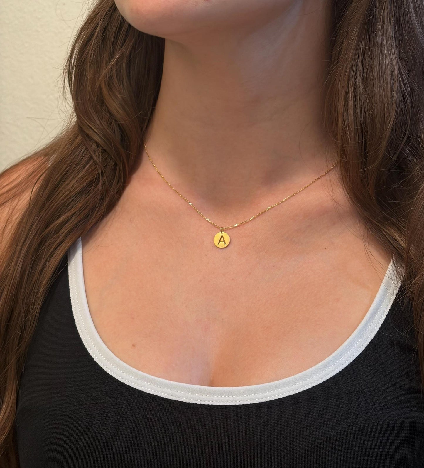 "Open Circle" Initial Necklace - 14k Solid Gold