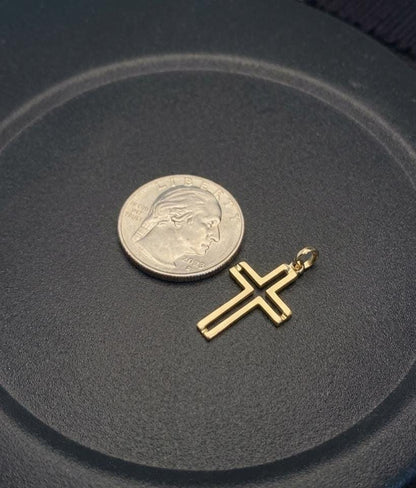 "Pavé Cross" Pendant Necklace - 14k Solid Gold