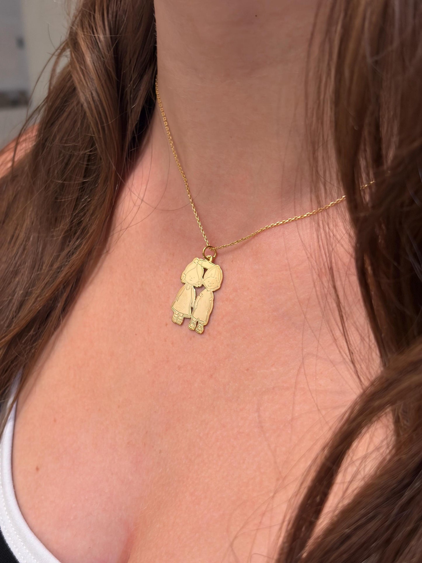 "Sibling Bond" Pendant - 14k Solid Gold