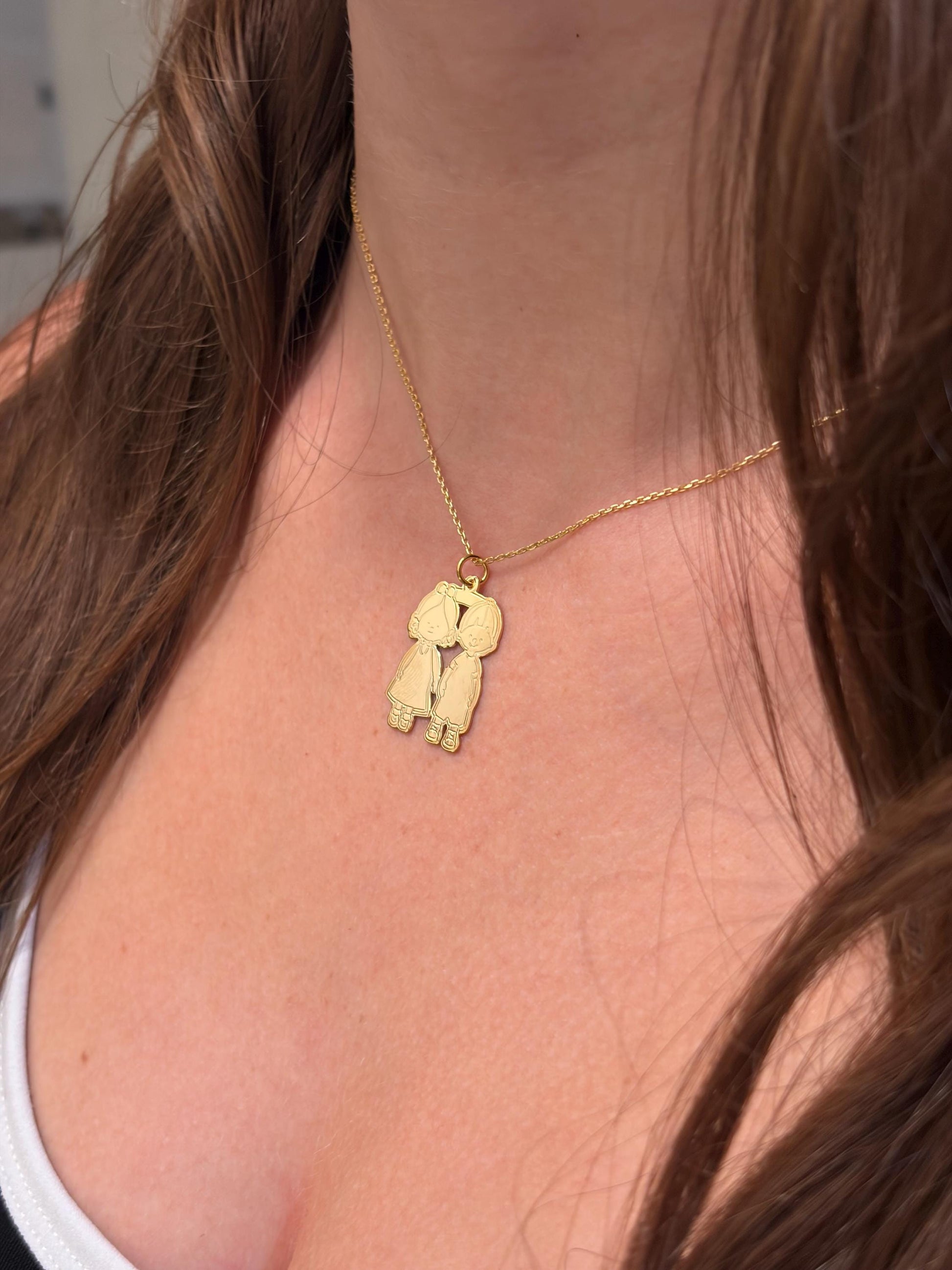 "Sibling Bond" Pendant - 14k Solid Gold