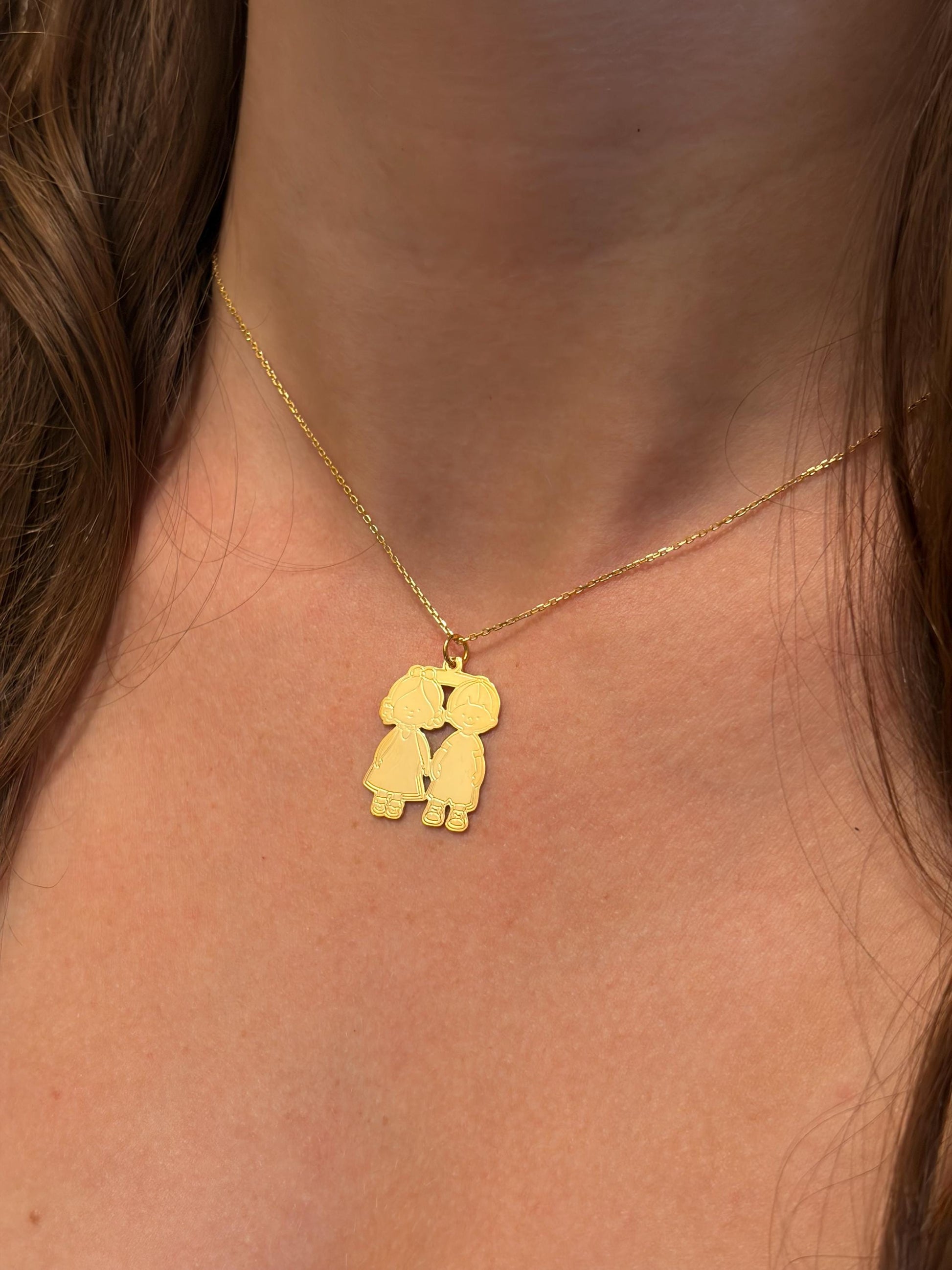 "Sibling Bond" Pendant - 14k Solid Gold