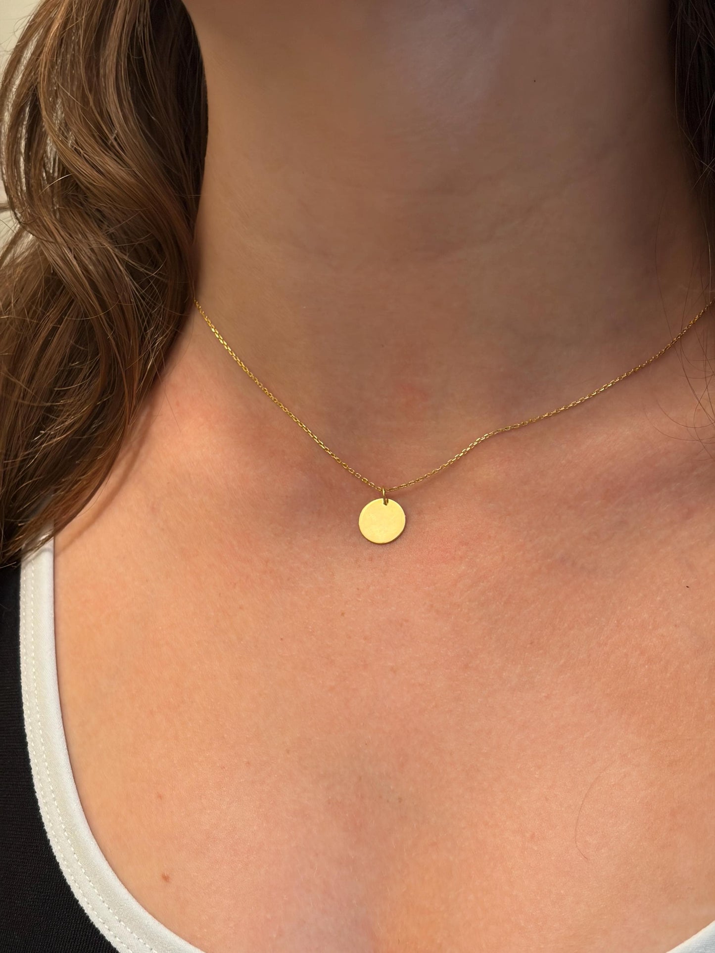 "Coin Disc" Pendant Necklace - 14K Solid Gold
