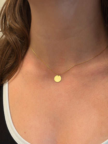 "Thin Disc" Pendant Necklace - 14K Solid Gold