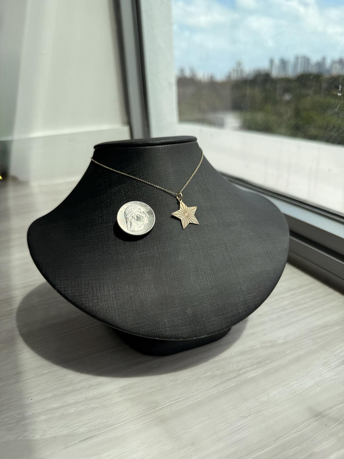"Star Lines" Pendant Necklace - 14k Solid Yellow Gold