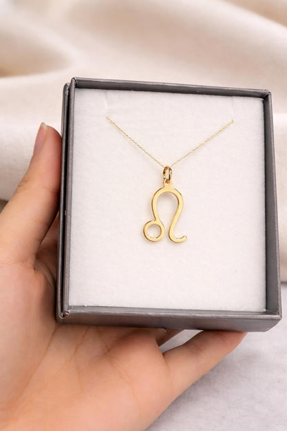 "Leo Zodiac" Pendant Necklace - 14k Solid Yellow Gold