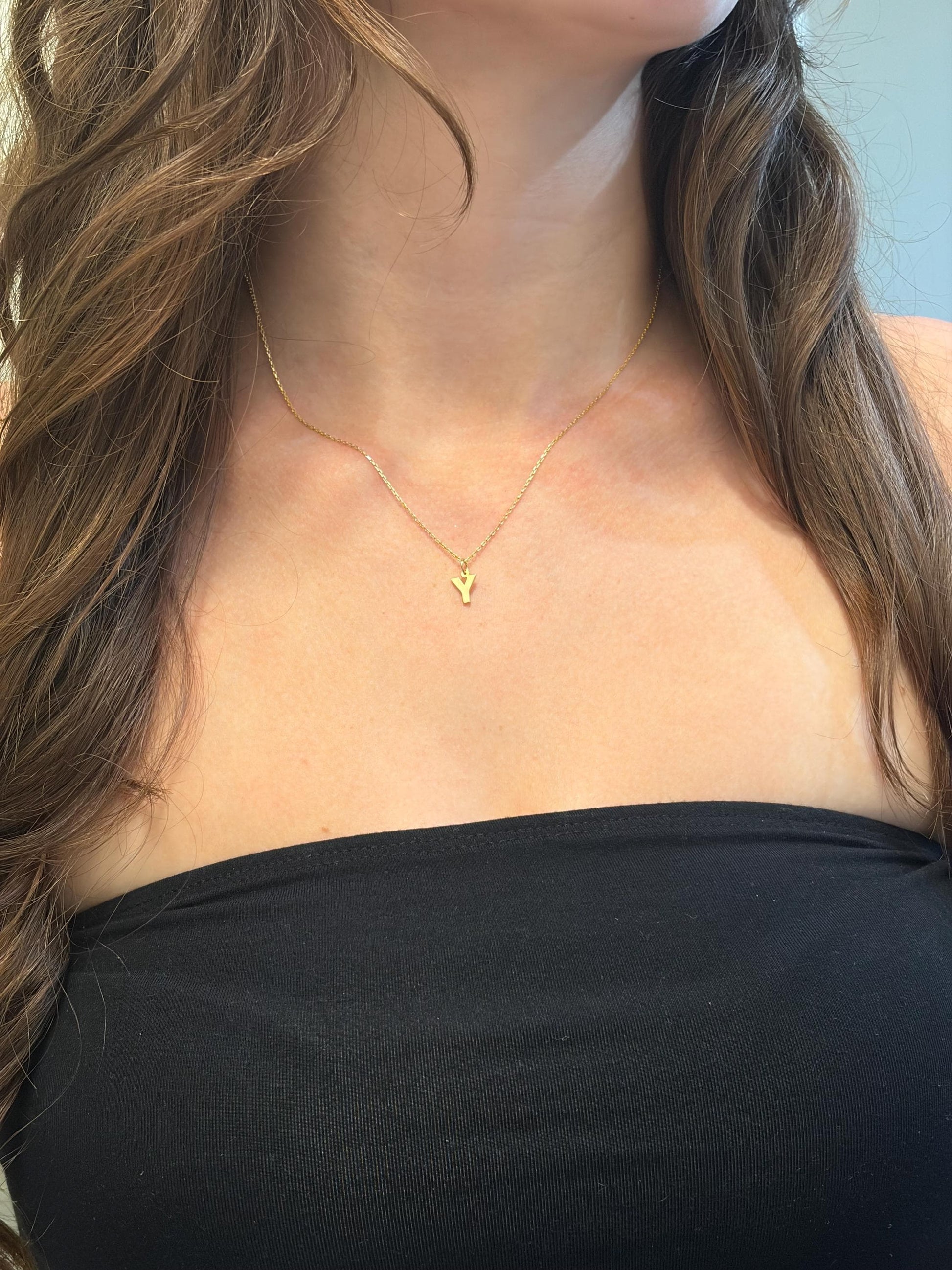 "Block Initial" Pendant - 14k Solid Yellow Gold