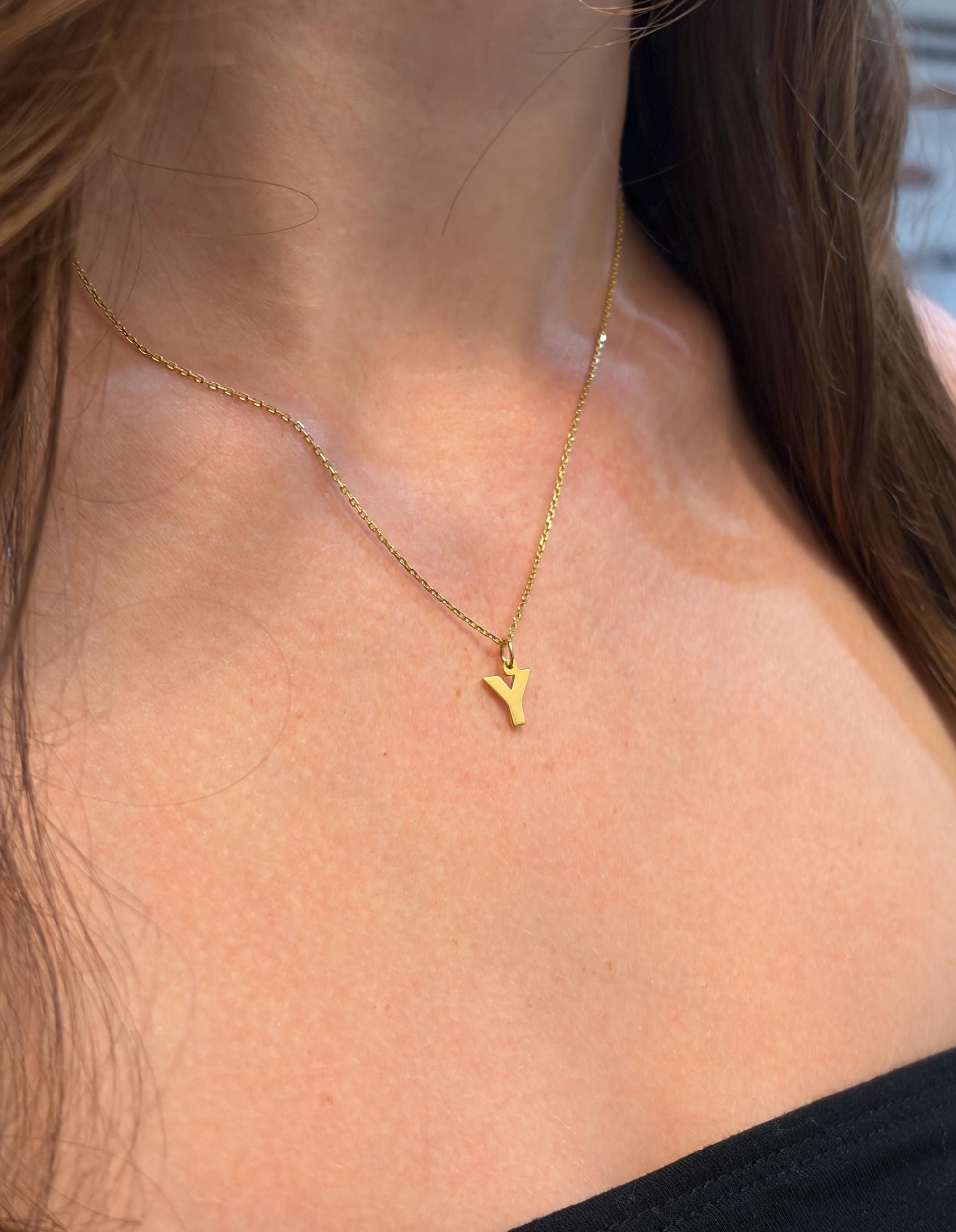"Block Initial" Pendant - 14k Solid Yellow Gold
