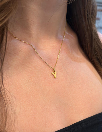 "Block Initial" Pendant - 14k Solid Yellow Gold