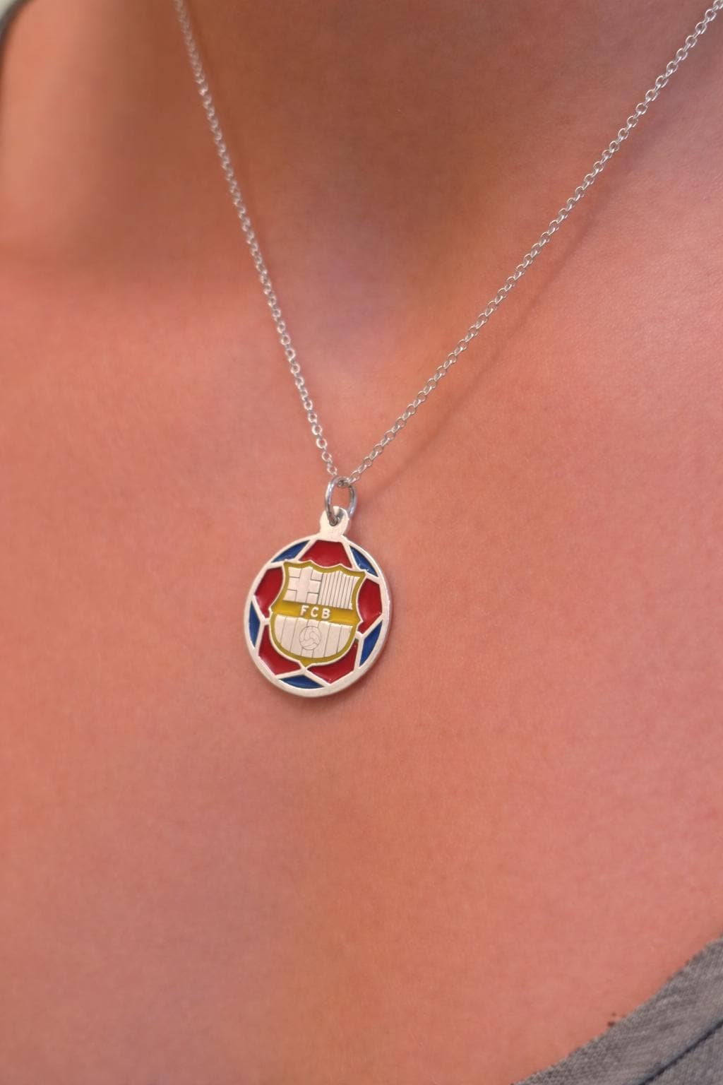 "FCB Enamel Ball" Pendant - 925 Sterling Silver