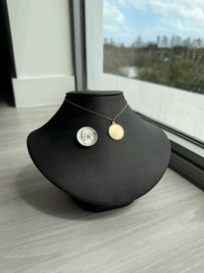 "Lined Medallion" Pendant - 14k Solid Yellow Gold