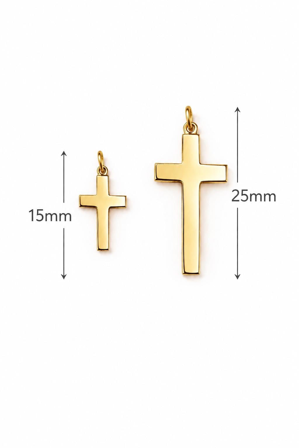 "Thin Cross" Pendant Necklace - 14k Solid Yellow Gold
