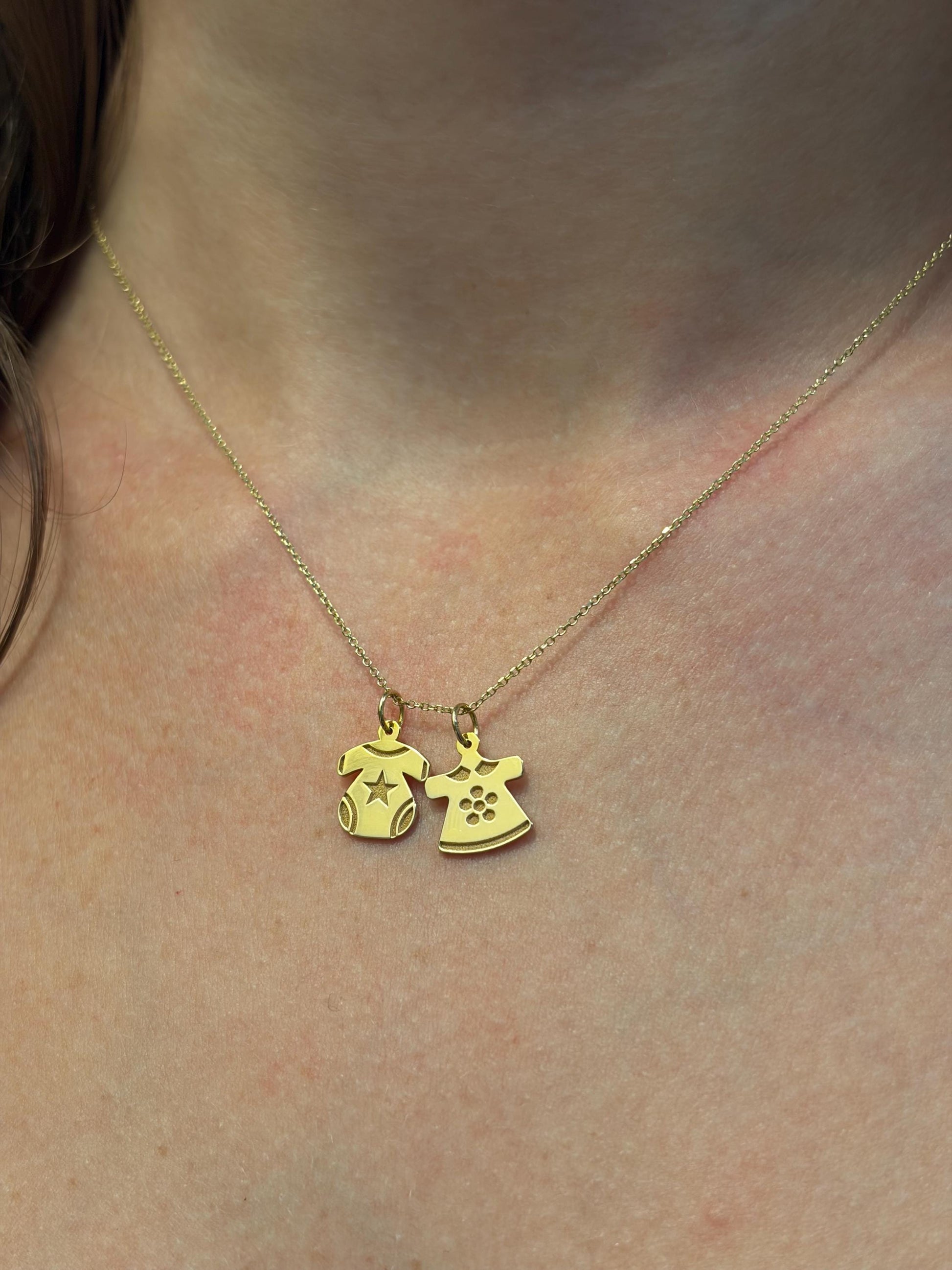 "Tiny Figure" Baby Girl Pendant - 14k Solid Gold