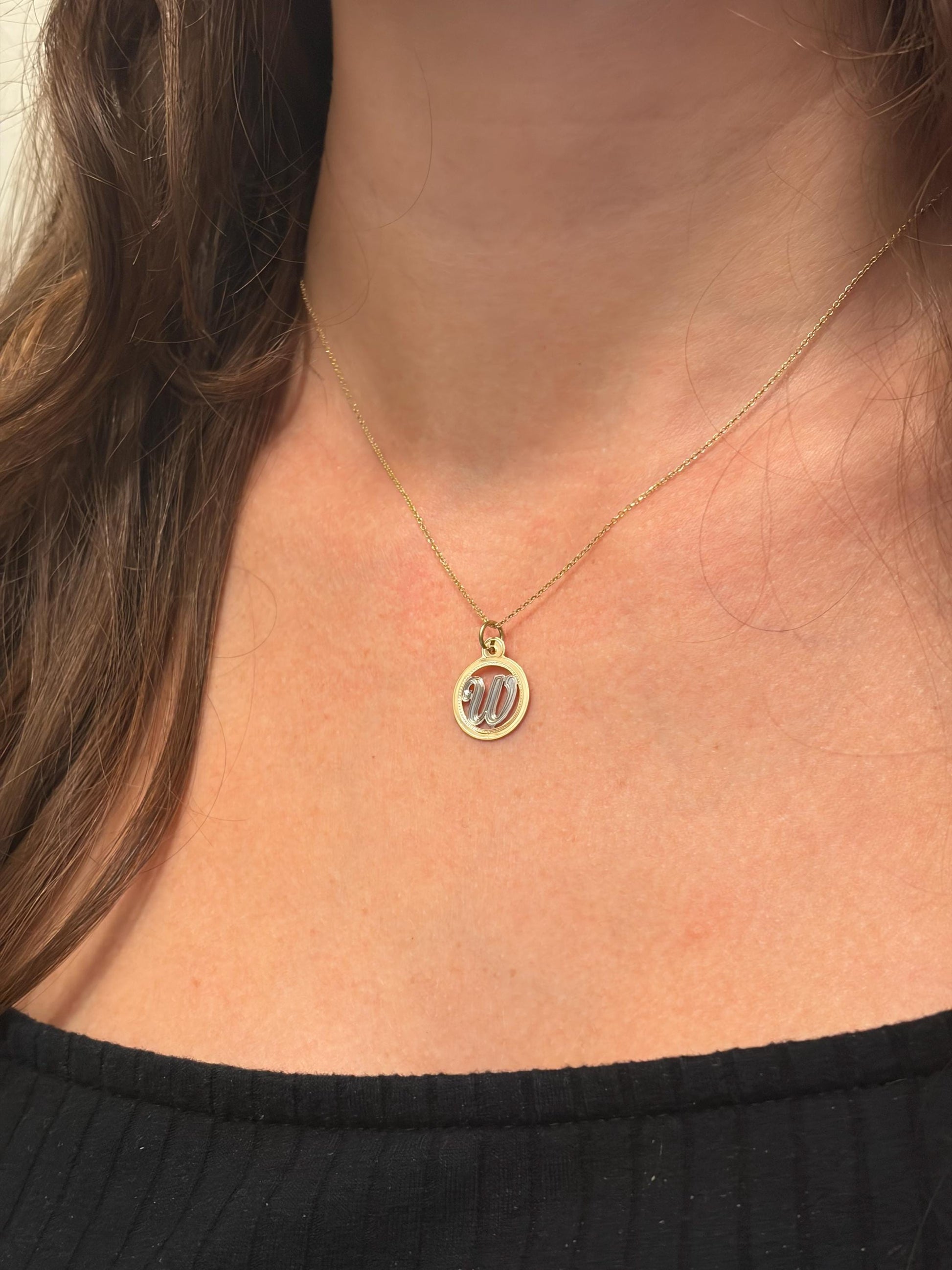 "Monogram Medal" Pendant Necklace - 14k Solid Gold