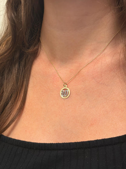 "Monogram Medal" Pendant Necklace - 14k Solid Gold
