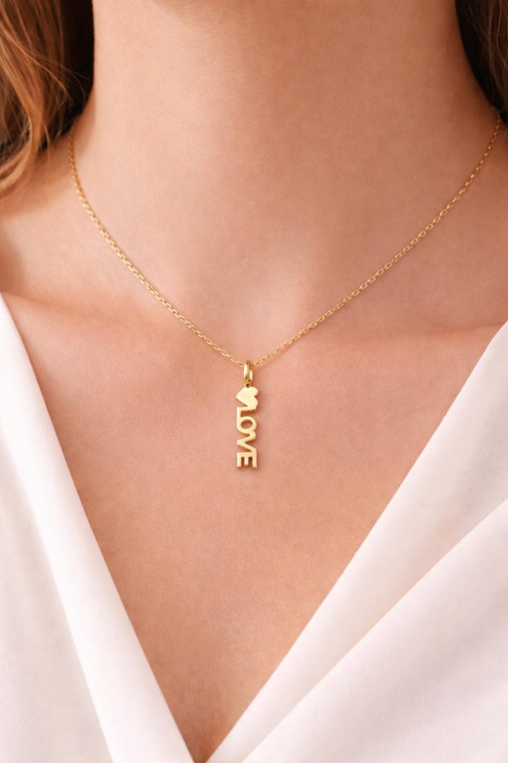 "Open Heart" Pendant Necklace - 14k Solid Yellow Gold