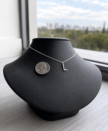 "Pavé Initial" Pendant Necklace - 14k Solid Gold
