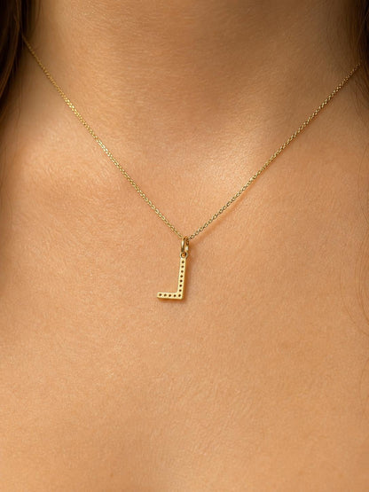 "Pavé Initial" Pendant Necklace - 14k Solid Gold