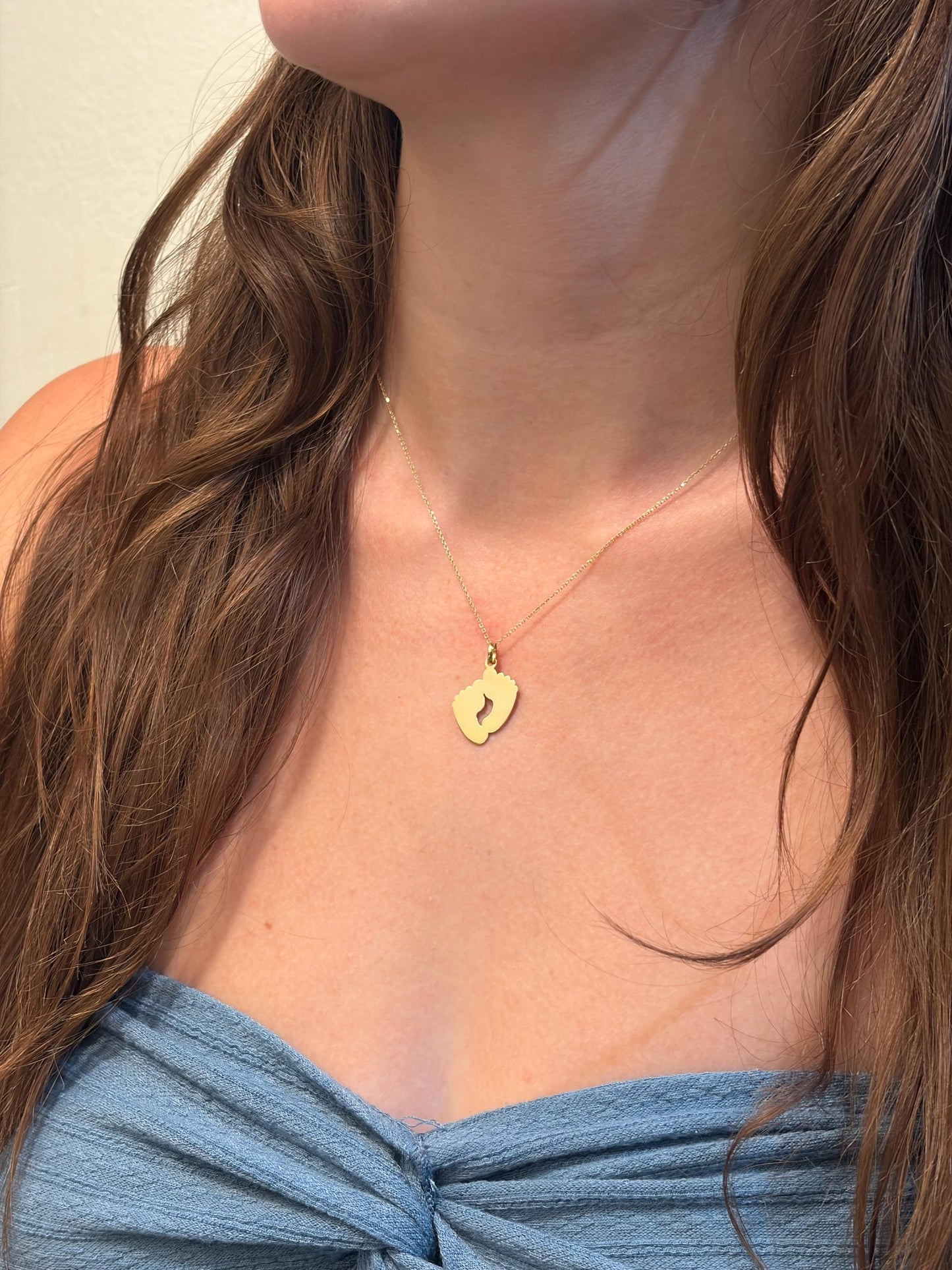 "One Foot" Pendant Necklace - 14k Solid Gold