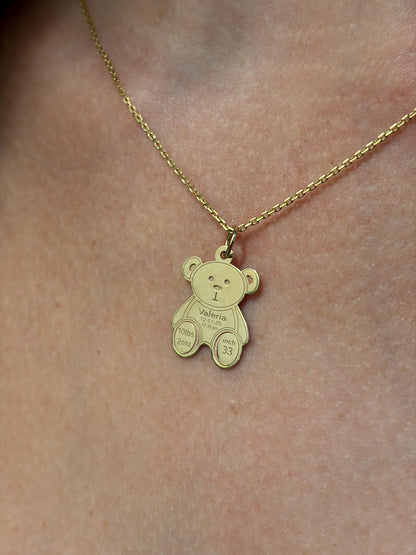 "Honey Bear" Pendant Necklace - 14k Solid Gold