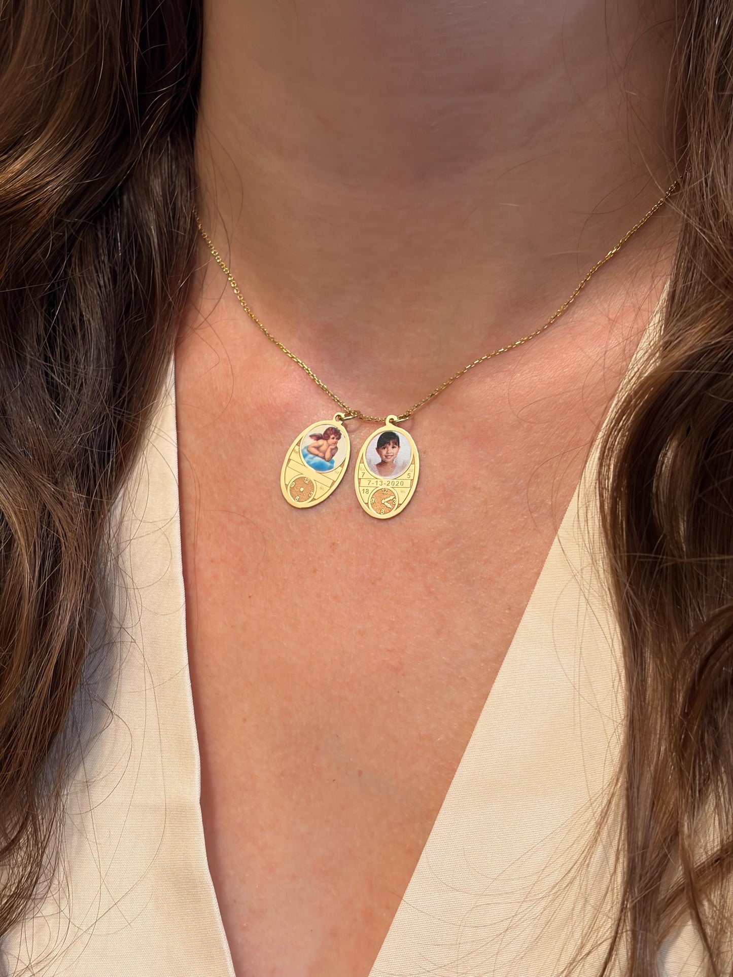 "Baby ID Medal" Pendant Necklace - 14k Solid Gold
