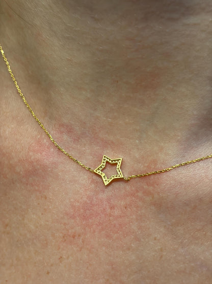 "Five-Star" Diamond Necklace - 14k Solid Gold