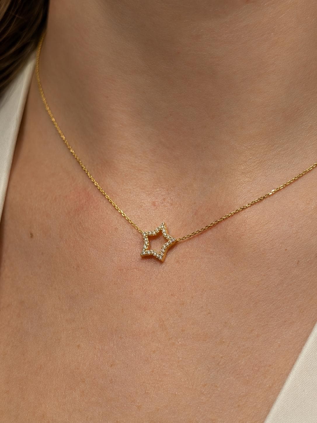 "Five-Star" Diamond Necklace - 14k Solid Gold