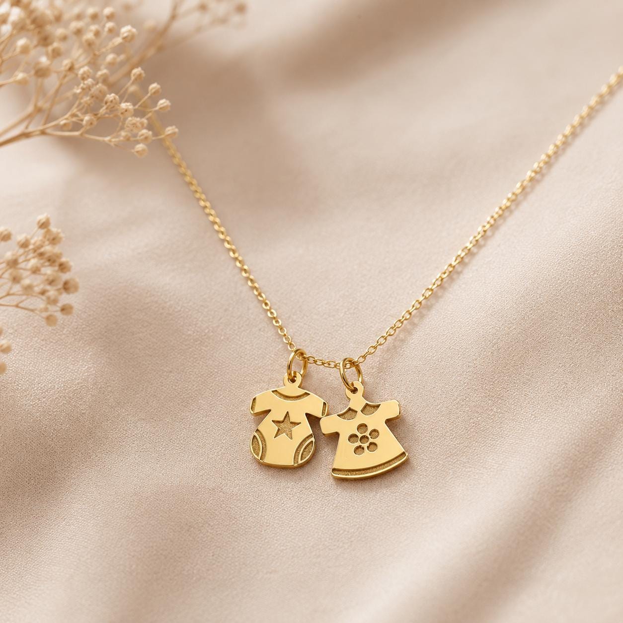 "Tiny Figure" Baby Girl Pendant - 14k Solid Gold