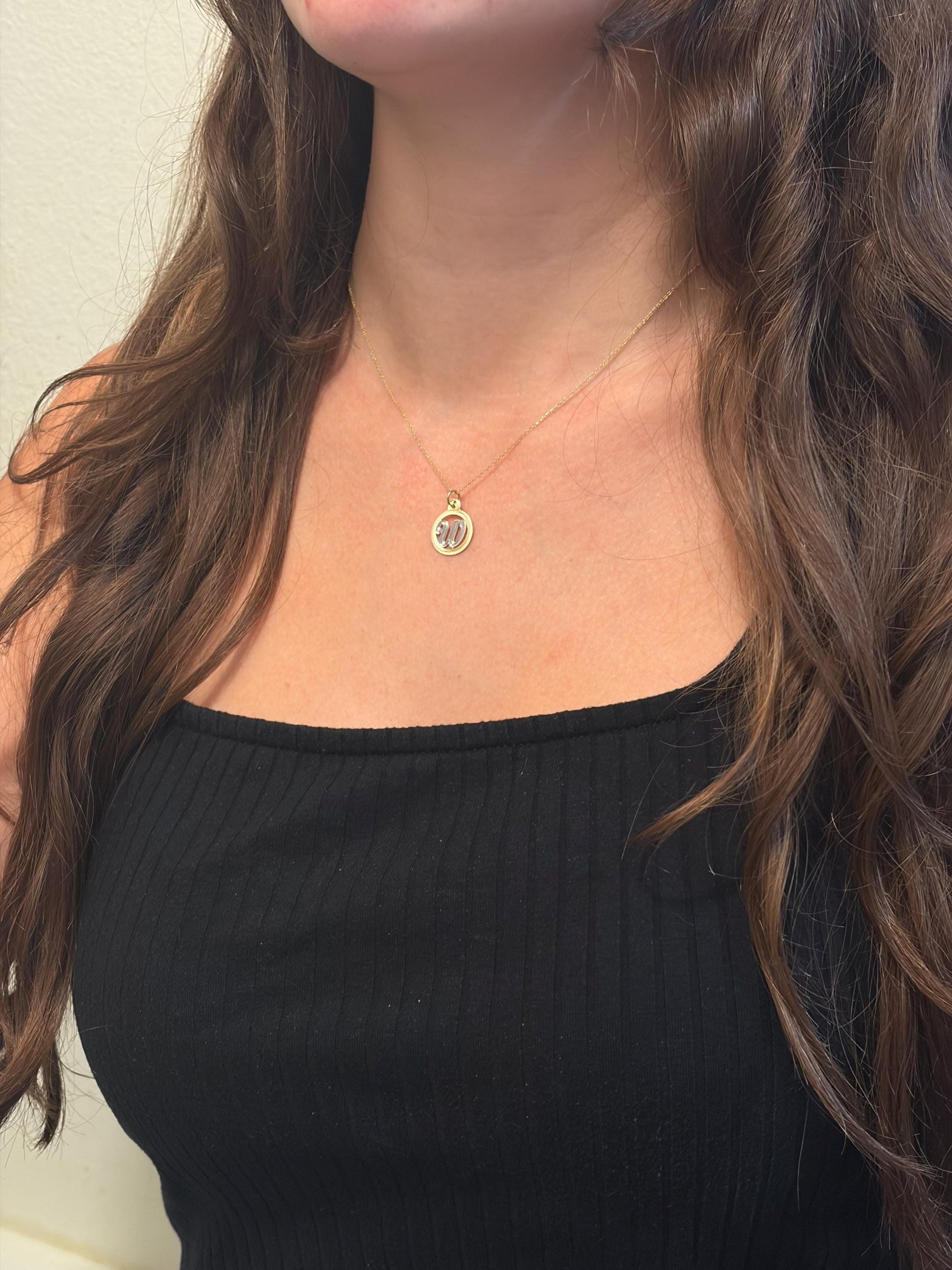 "Monogram Medal" Pendant Necklace - 14k Solid Gold