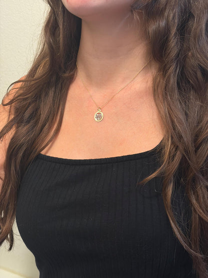 "Monogram Medal" Pendant Necklace - 14k Solid Gold
