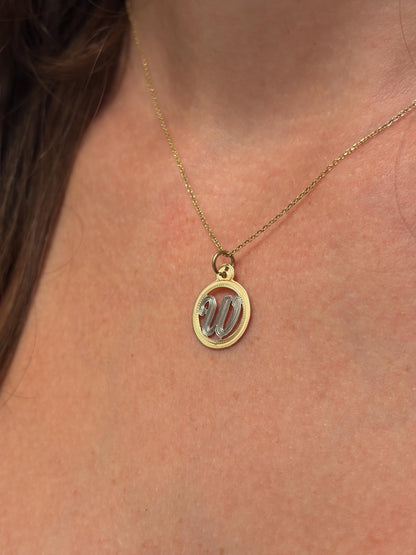 "Monogram Medal" Pendant Necklace - 14k Solid Gold
