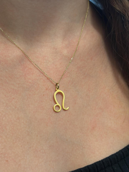 "Leo Zodiac" Pendant Necklace - 14k Solid Yellow Gold
