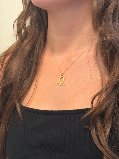 "Leo Zodiac" Pendant Necklace - 14k Solid Yellow Gold