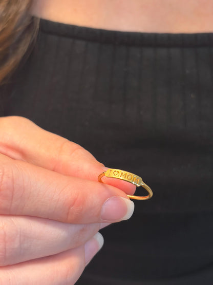 "Signature Script" Custom Text Ring - 14k Solid White Gold