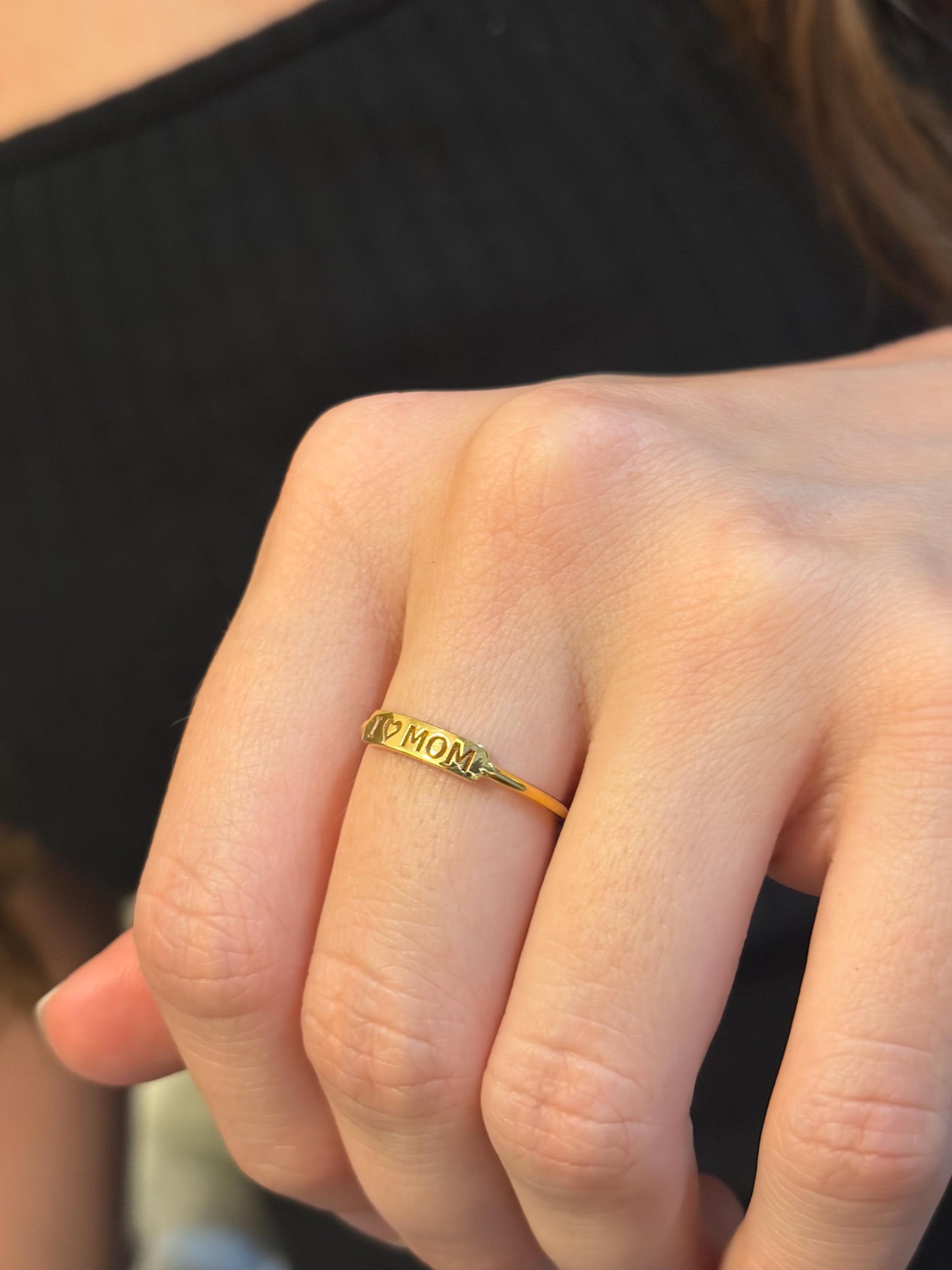 "Engraved Script" Ring - 14k Solid Rose Gold