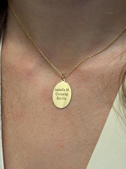 "Baby ID Medal" Pendant Necklace - 14k Solid Gold