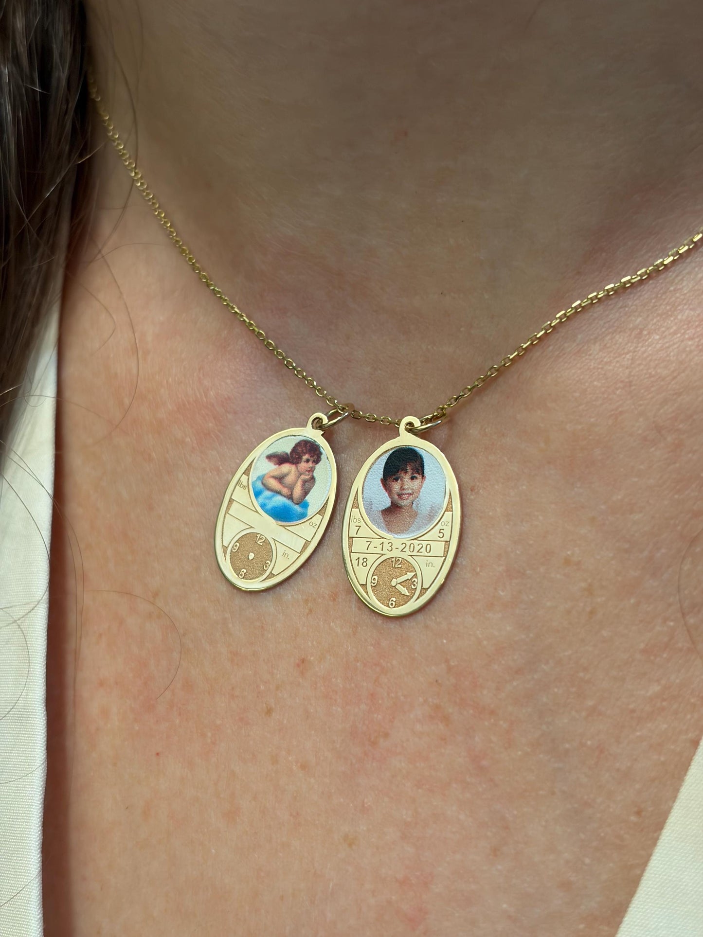 "Baby ID Medal" Pendant Necklace - 14k Solid Gold